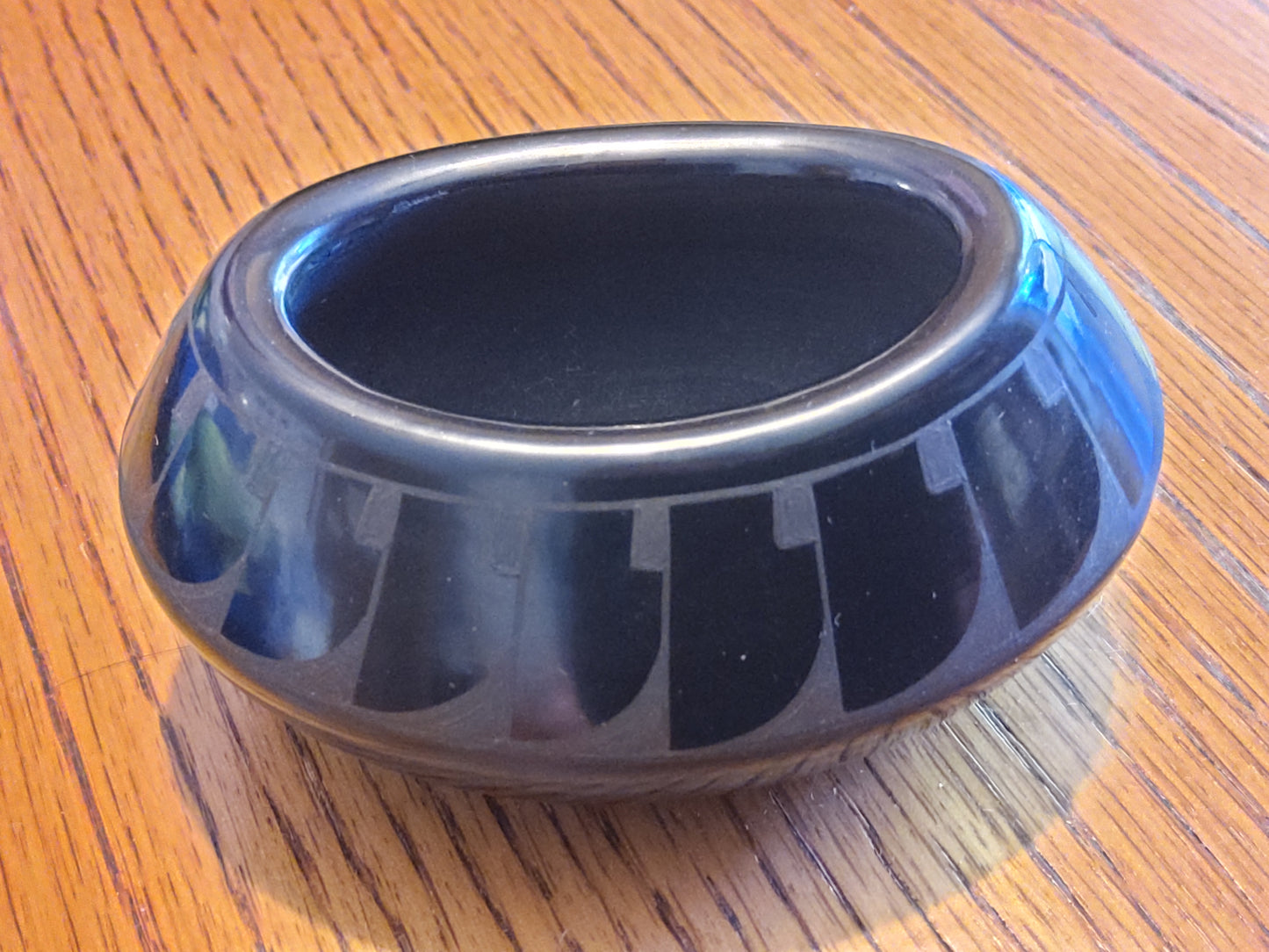 Santa Clara Pueblo Blackware Mini Dish Handmade  Native American Pottery