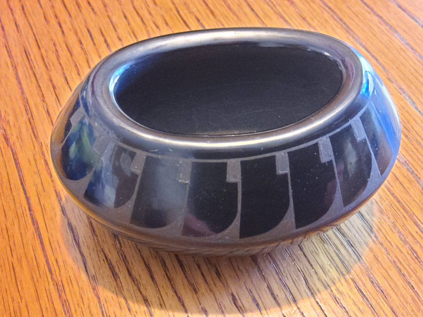 Santa Clara Pueblo Blackware Mini Dish Handmade  Native American Pottery