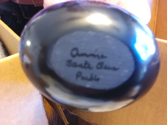 Santa Clara Pueblo Blackware Mini Dish Handmade  Native American Pottery