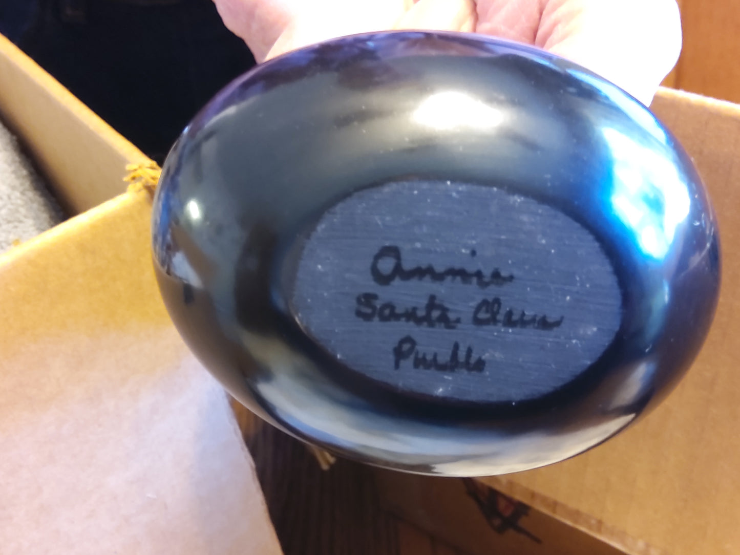 Santa Clara Pueblo Blackware Mini Dish Handmade  Native American Pottery